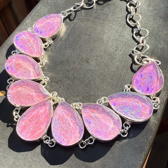 Pink Australian Triplet Opal Necklace! 925 Sterling Silver Stamped! - Picture 14 of 16